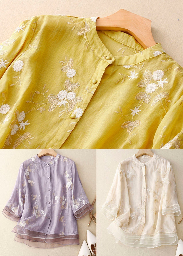 Women's Chic Blouse with Floral Accents