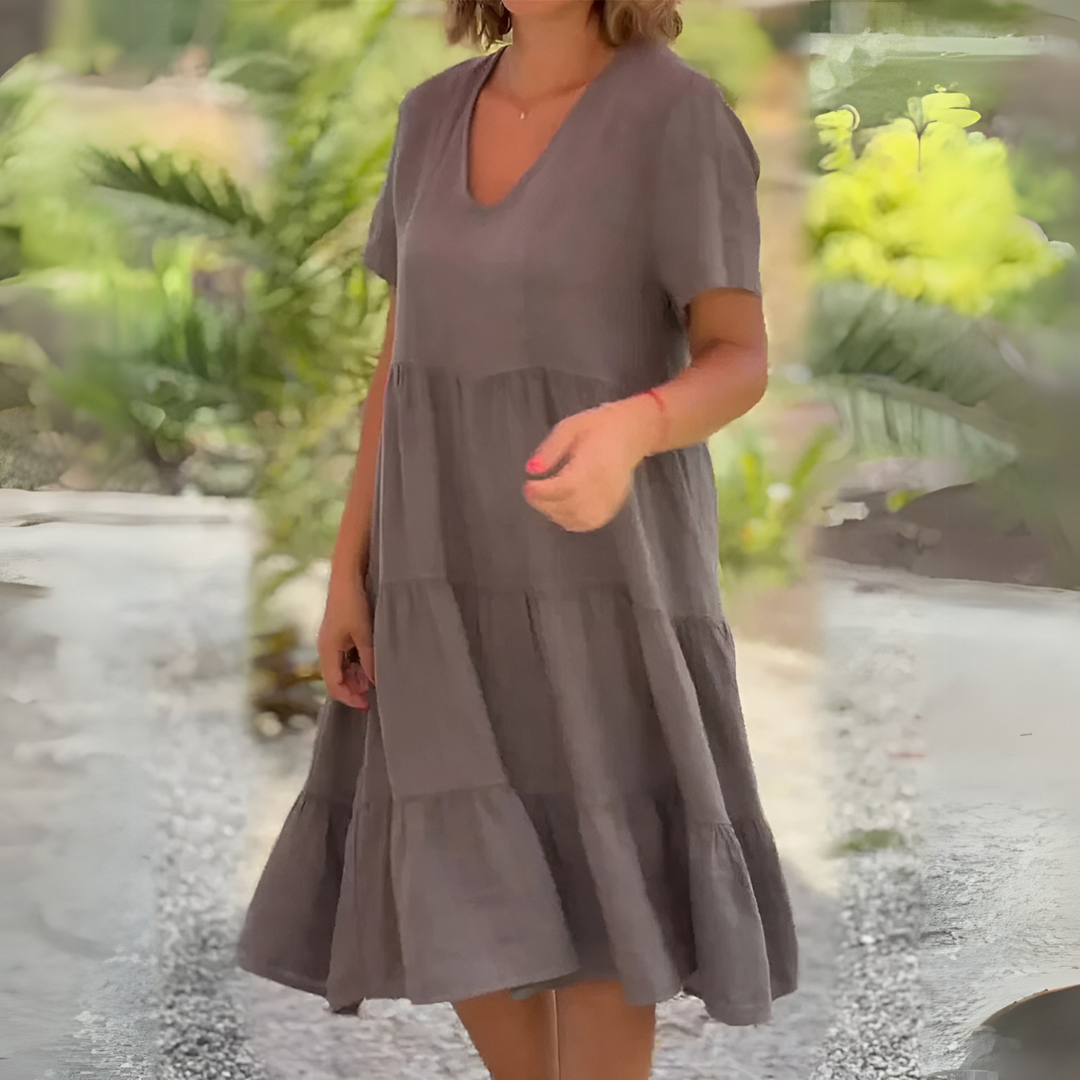 Women's V Neck Tummy Control Flowy Dress
