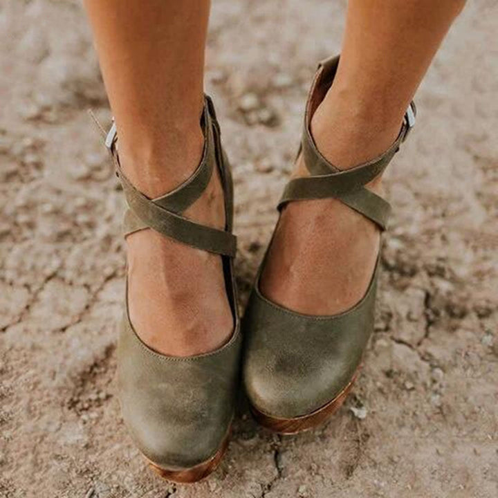 Women's Elegant Wedge Heels with Closed Toe & Ankle Strap