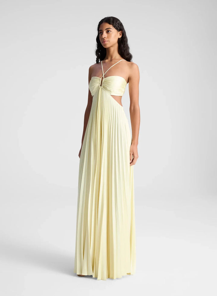 Women's Pleated Satin Tie-Back Gown