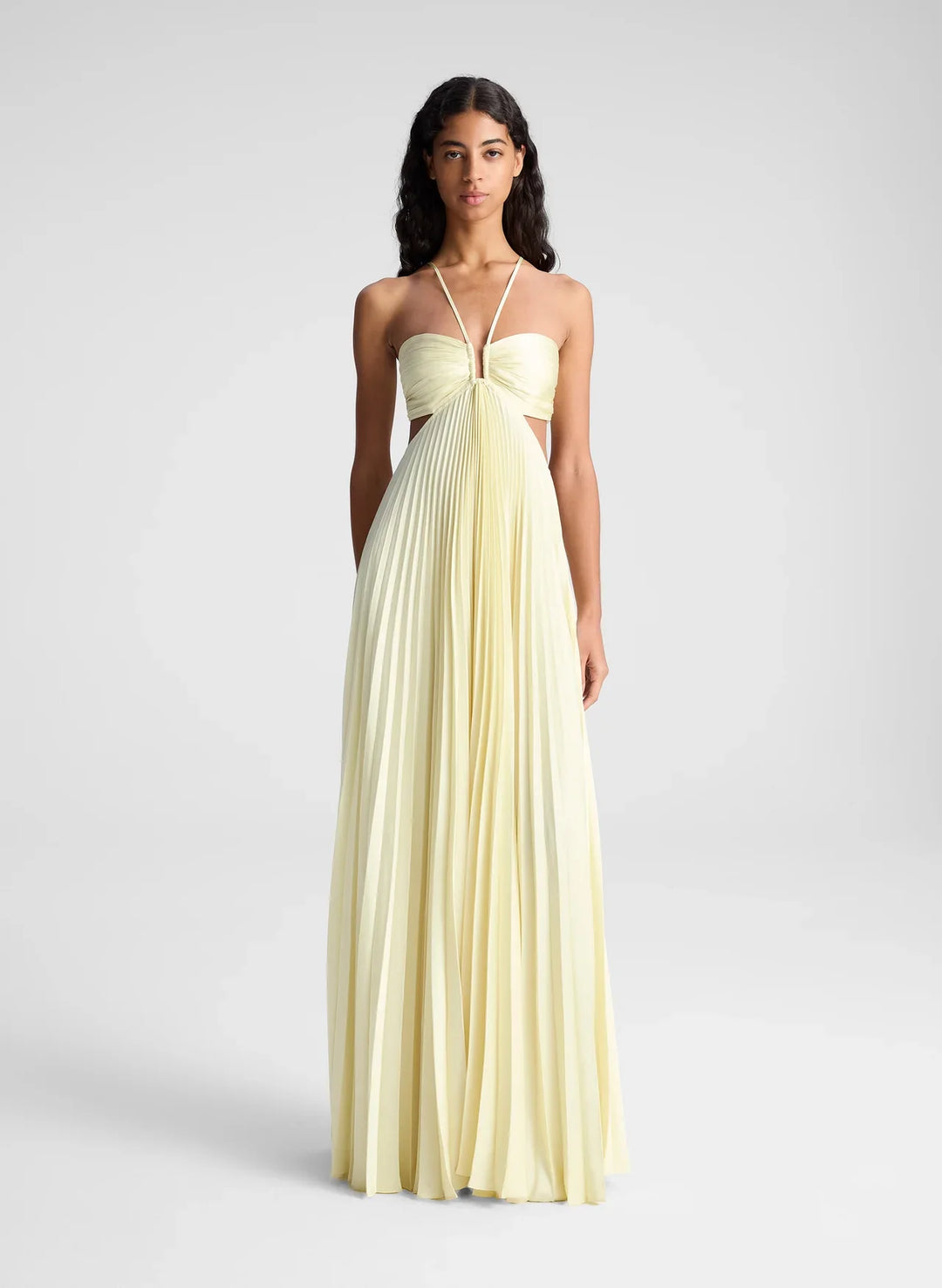 Women's Pleated Satin Tie-Back Gown