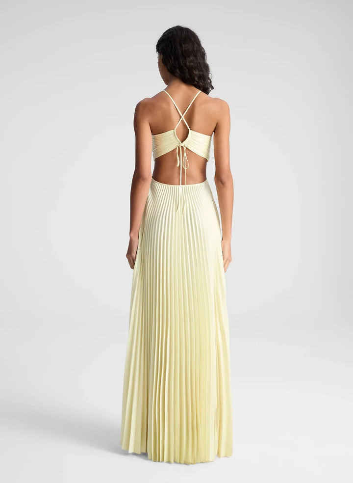 Women's Pleated Satin Tie-Back Gown