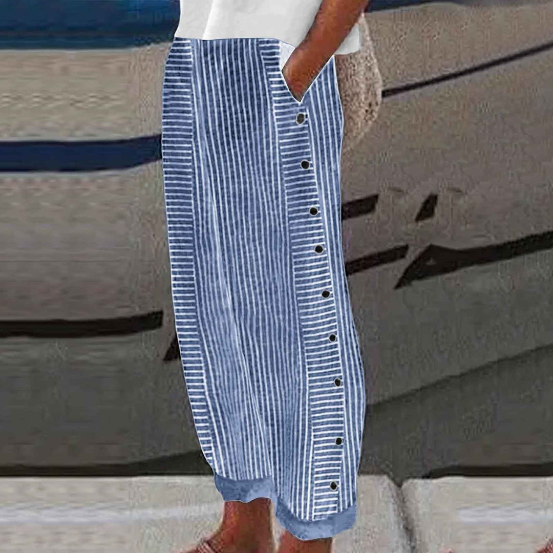 Women’s Striped Button-Accent Pants