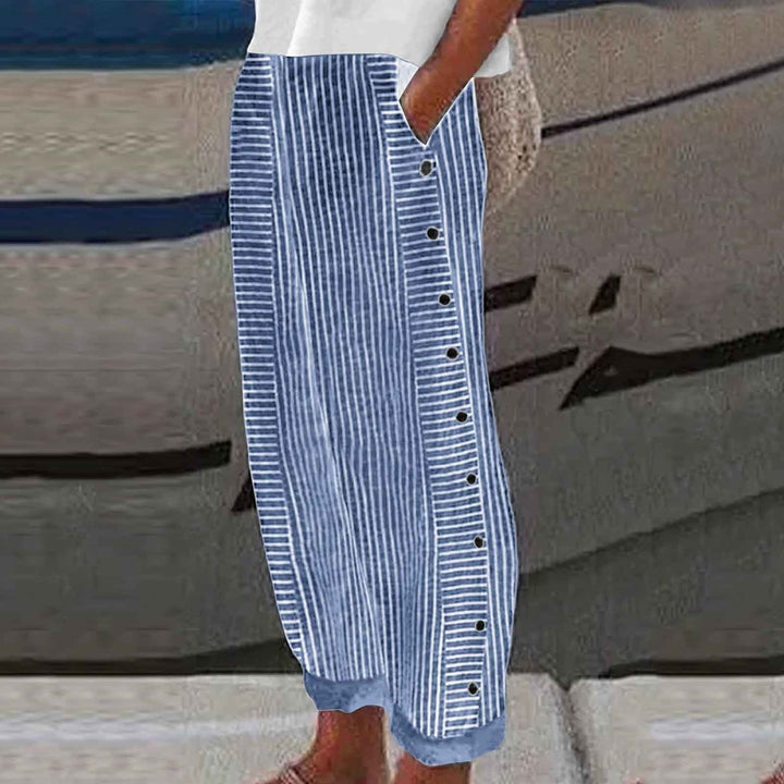 Women’s Striped Button-Accent Pants
