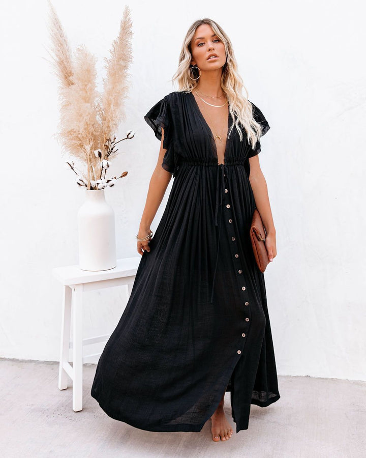 Women's Wrap V Neck Boho Flowy Beach Cover Up Beach