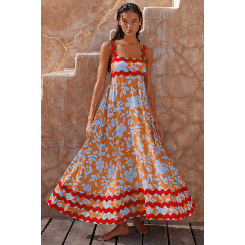 Women's Sleeveless Floral Printed Loose Dress