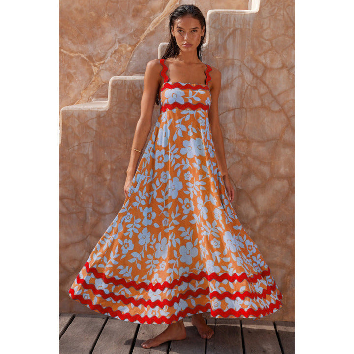 Women's Sleeveless Floral Printed Loose Dress