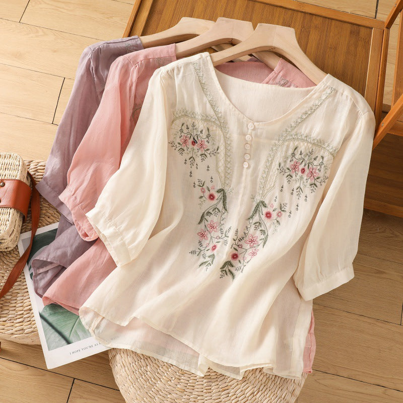 Women's Embroidered Relaxed Blouse