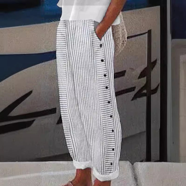 Women’s Striped Button-Accent Pants