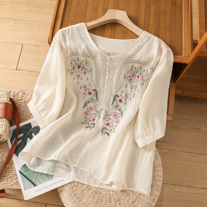 Women's Embroidered Relaxed Blouse