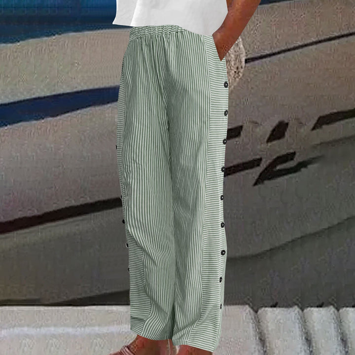 Women’s Striped Button-Accent Pants
