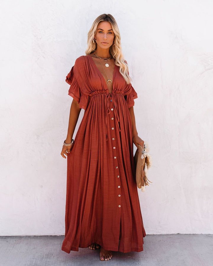 Women's Wrap V Neck Boho Flowy Beach Cover Up Beach