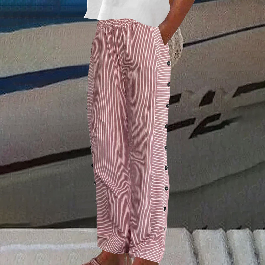 Women’s Striped Button-Accent Pants