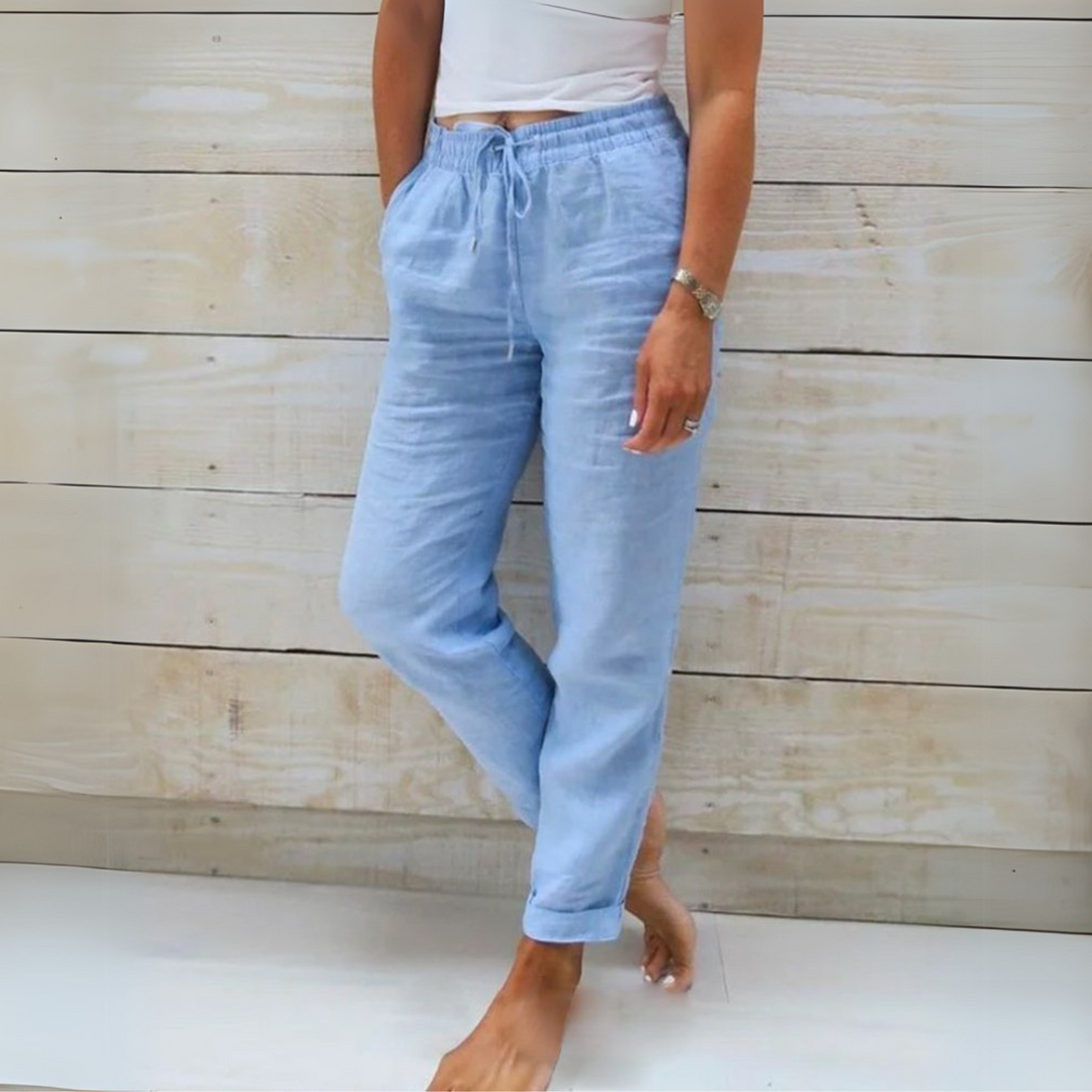 Women's Luxe Cotton-Linen Tailored Trousers