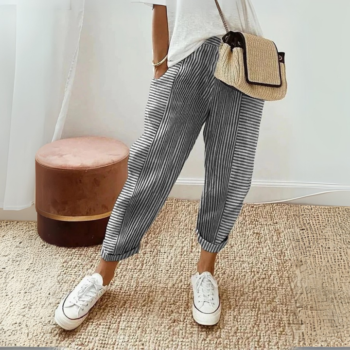 Women's Classic Striped Cotton Trousers
