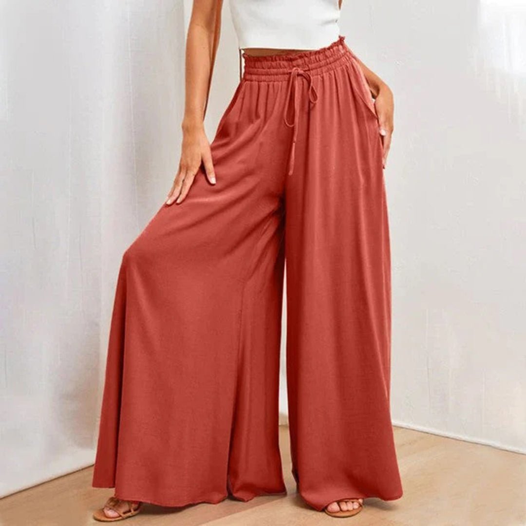 Women's High Waist Wide Leg Pants Smocked Drawstring