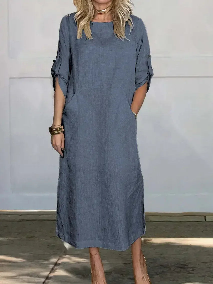 Women's A-Line Loose Fit Draped Dress Evening