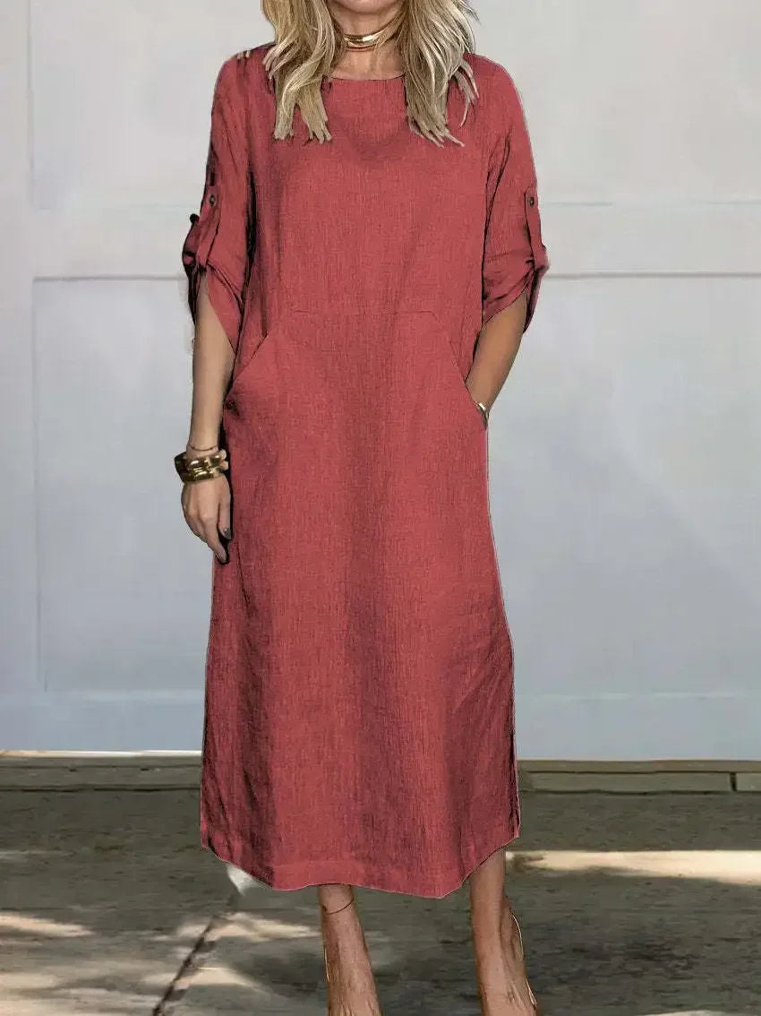 Women's A-Line Loose Fit Draped Dress Evening