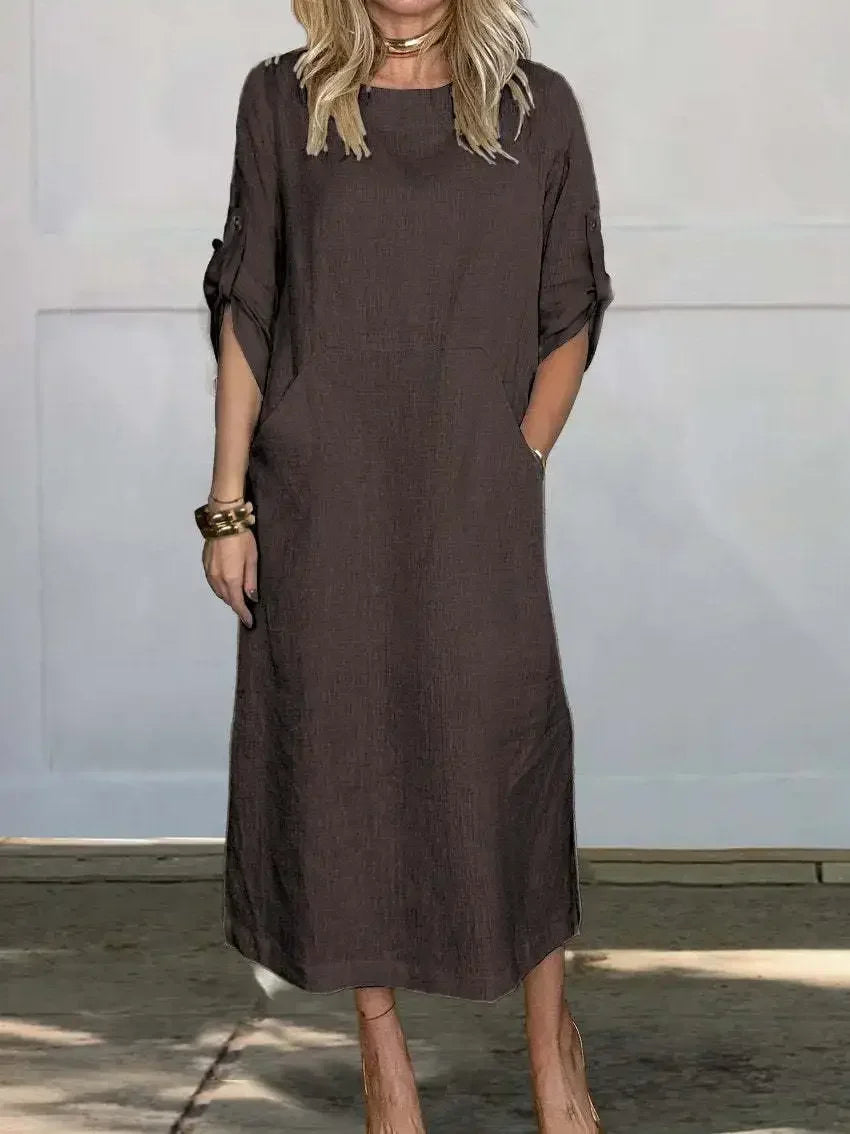 Women's A-Line Loose Fit Draped Dress Evening