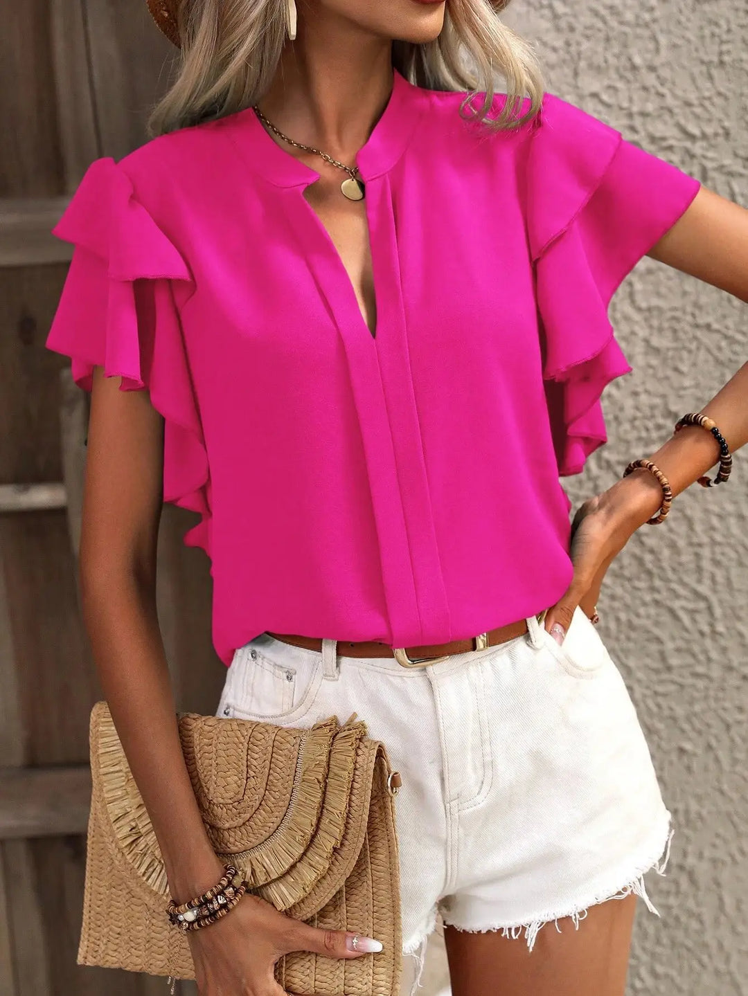 Women's Chic Blouse with Elegant Ruffle Sleeves