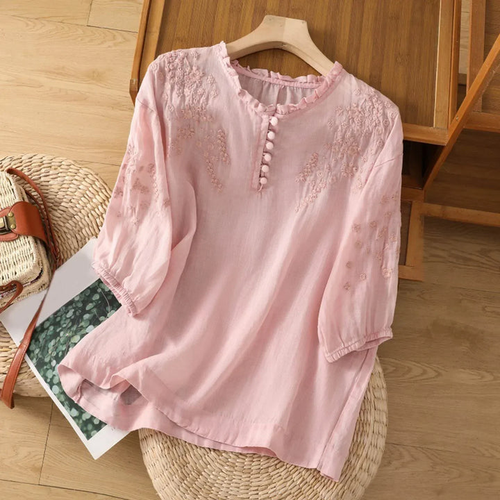 Women's Floral Button-Front Blouse