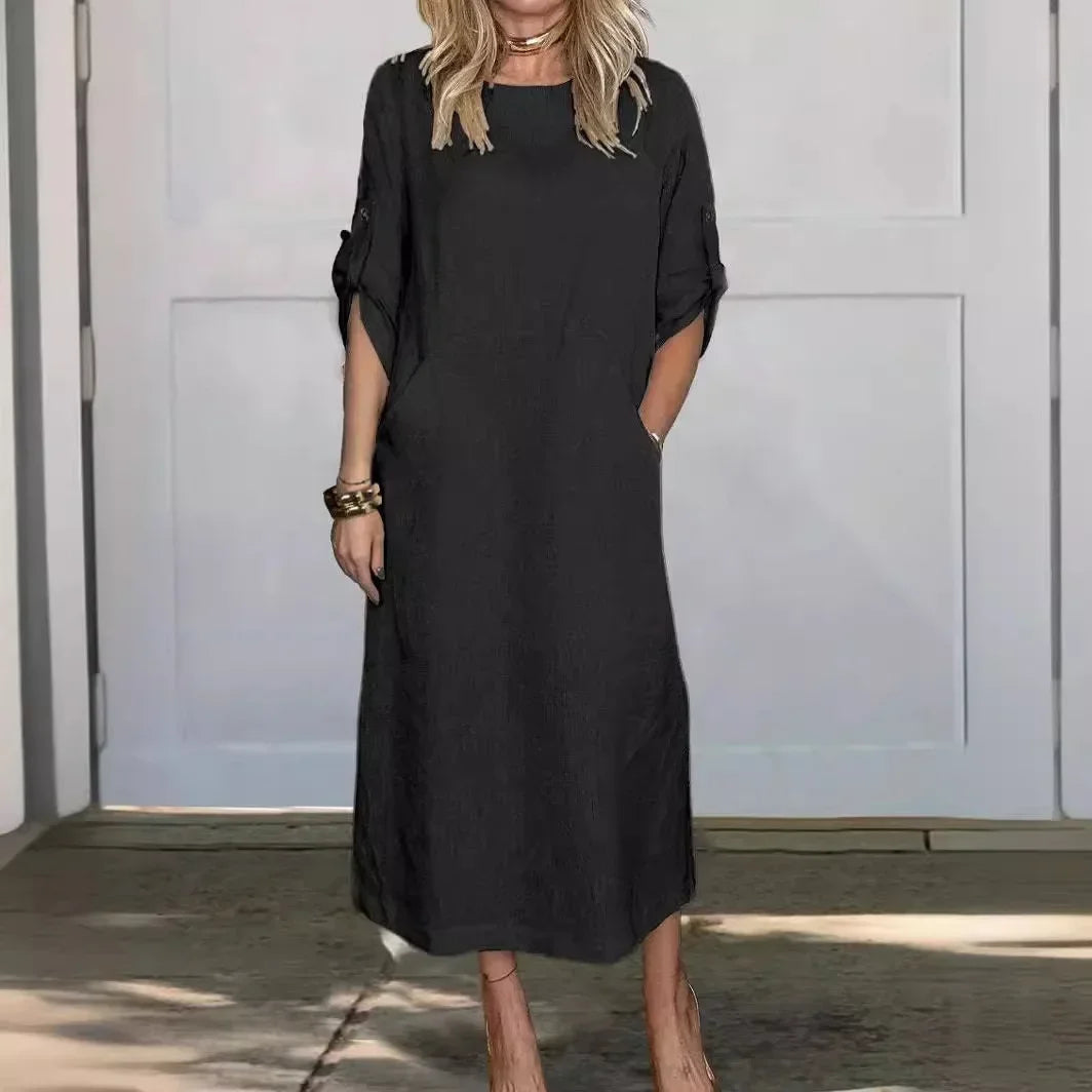 Women's A-Line Loose Fit Draped Dress Evening