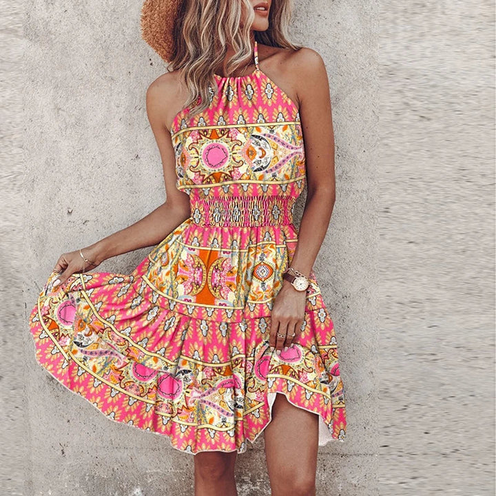 Women’s Colorful Bohemian V-Neck Midi Dress