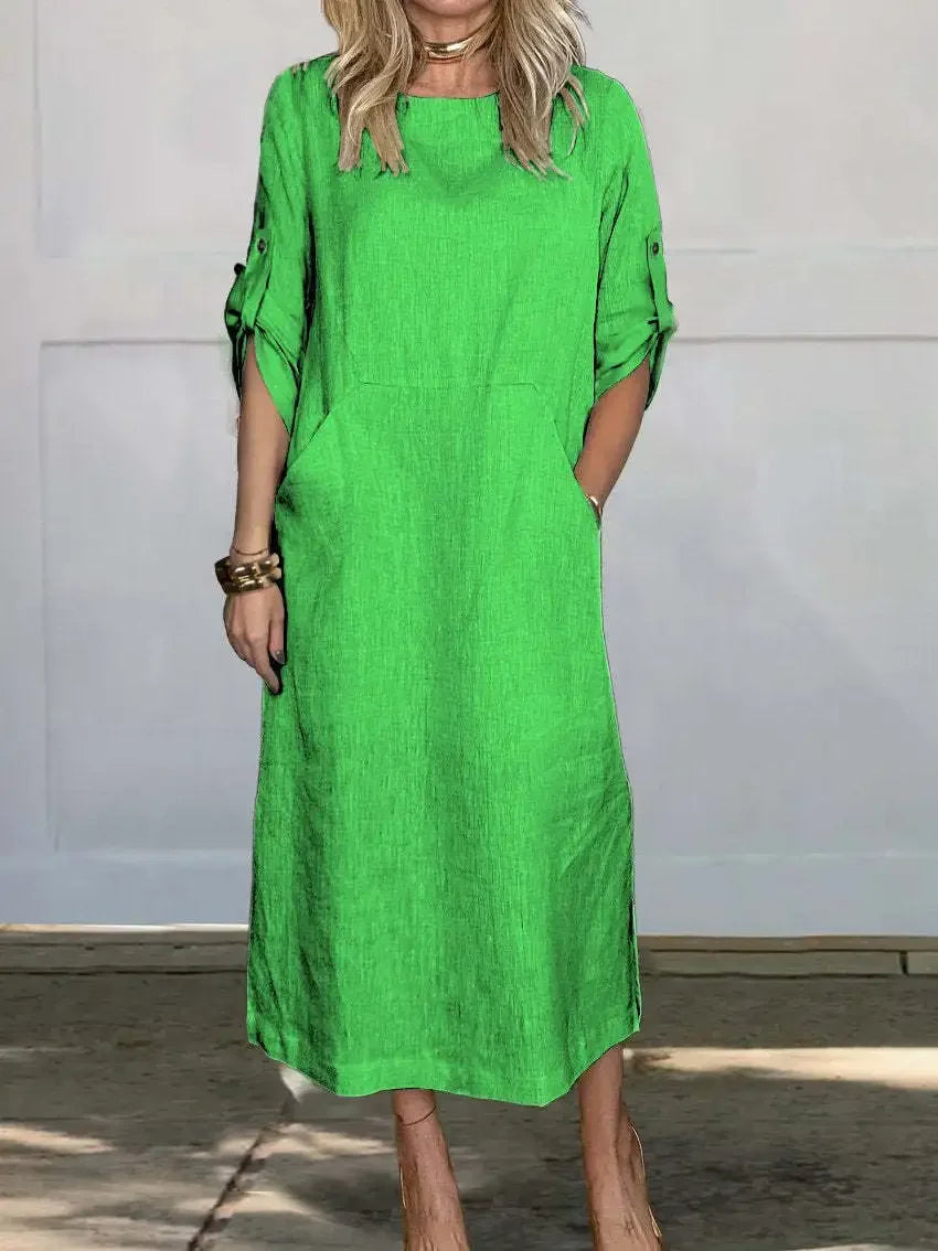 Women's A-Line Loose Fit Draped Dress Evening