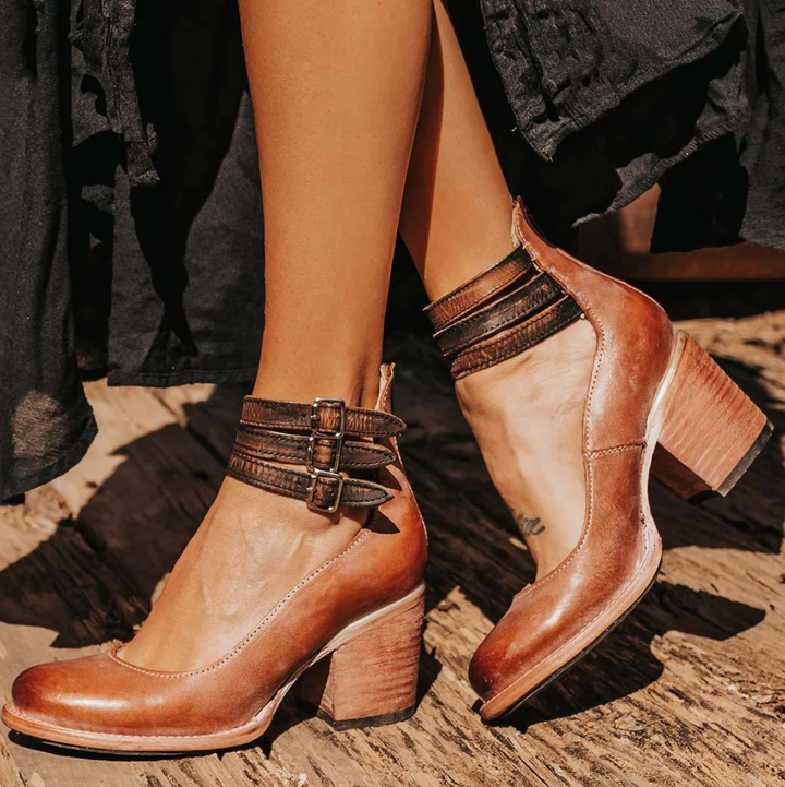 Women's Vintage Elegance Leather Heels