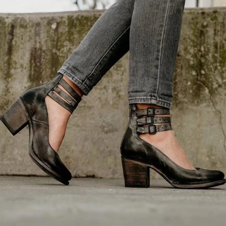 Women's Vintage Elegance Leather Heels