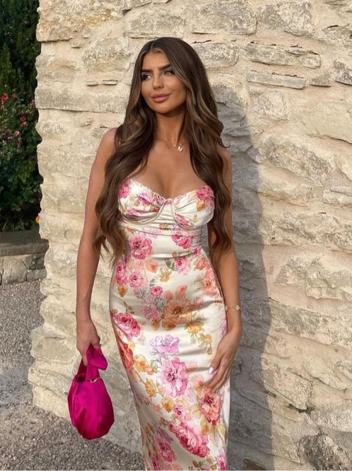 Women's Wedding Guest Floral Spaghetti Strap