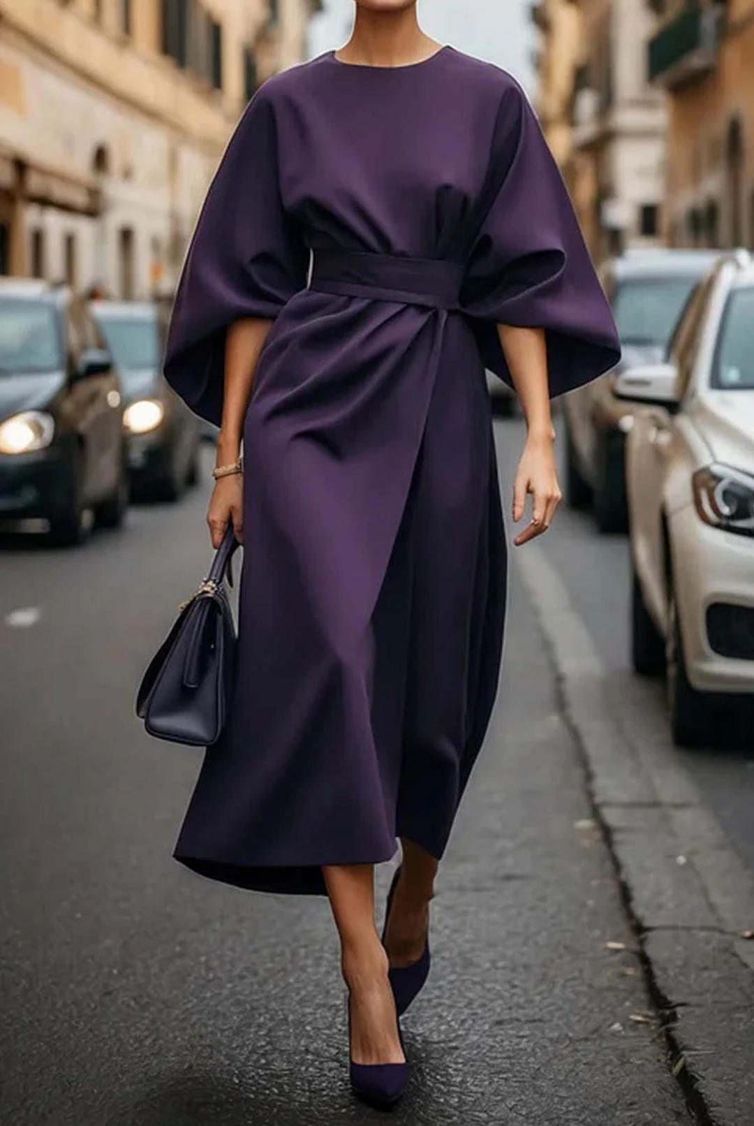 Women's Elegant Dress with Lantern Sleeves