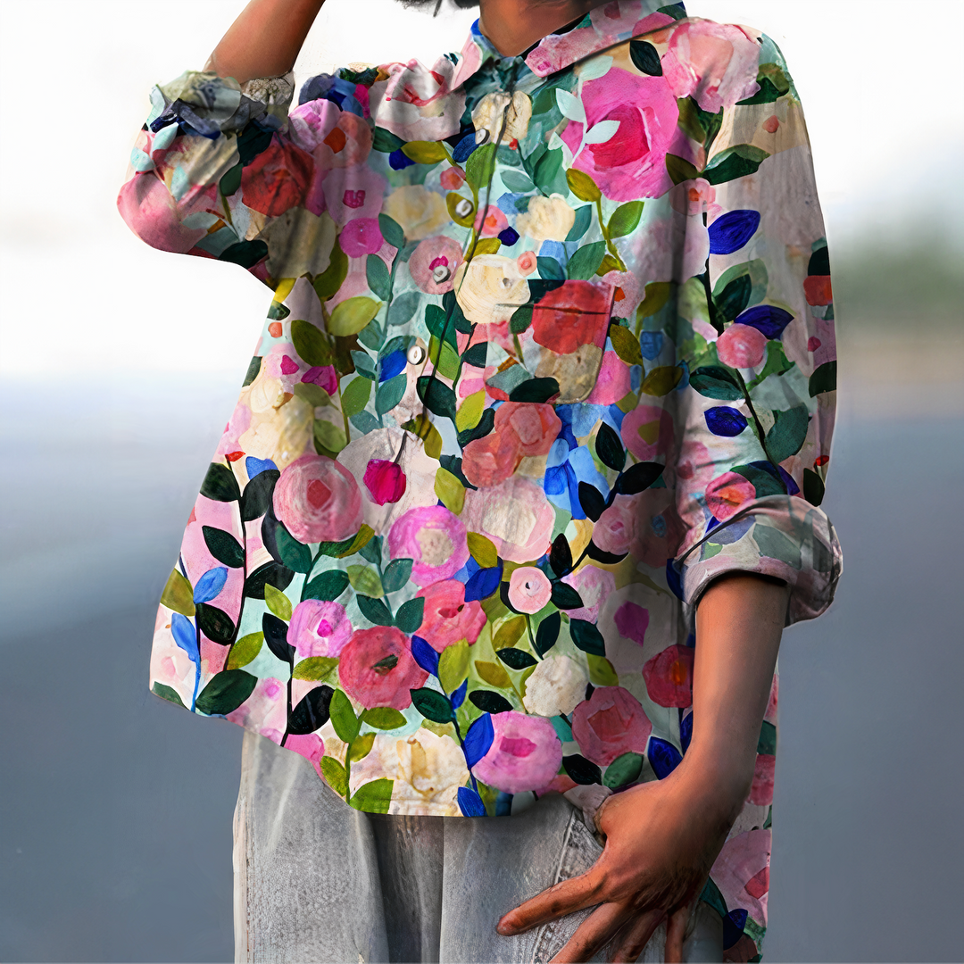 Women's Blouse with Romantic Floral Print
