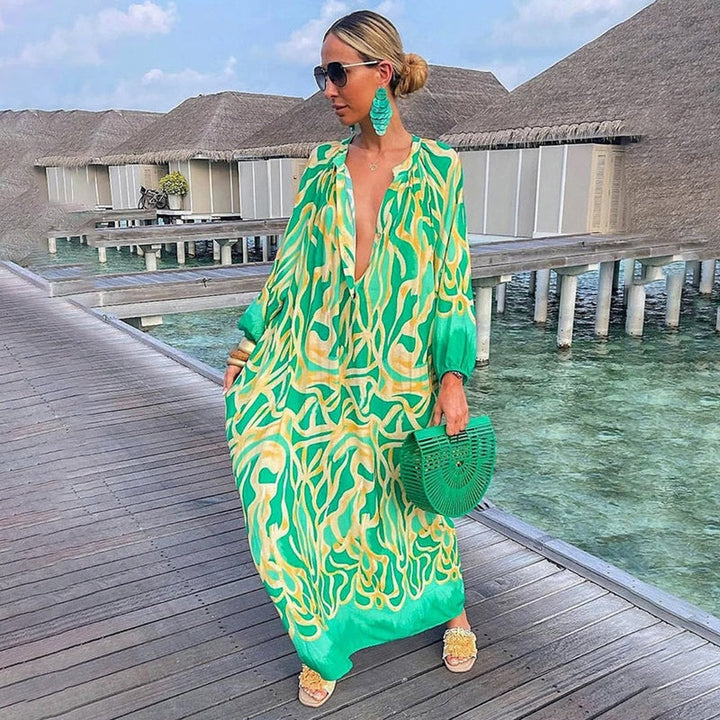 Women's Vibrant Abstract Maxi Kaftan Dress
