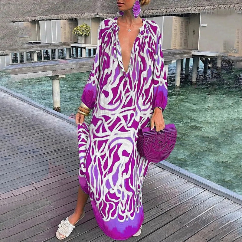 Women's Vibrant Abstract Maxi Kaftan Dress