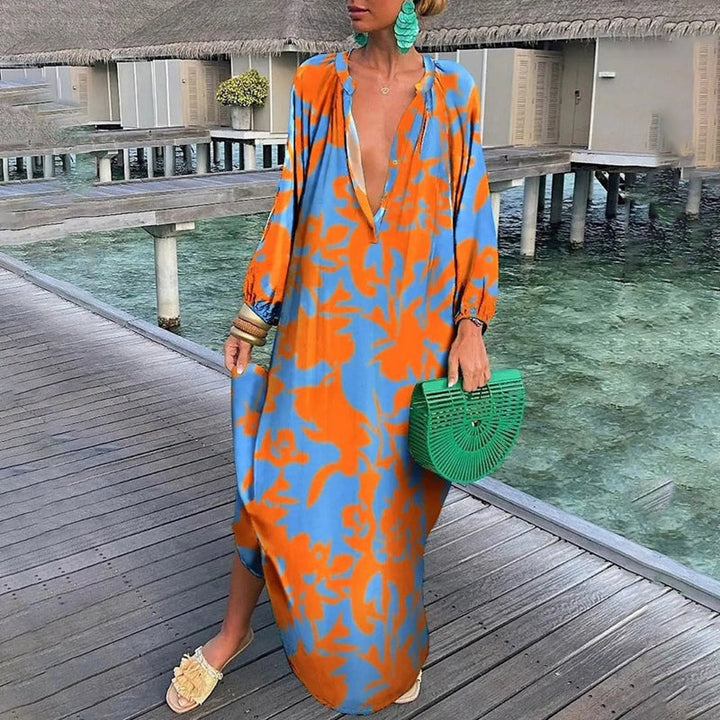 Women's Vibrant Abstract Maxi Kaftan Dress