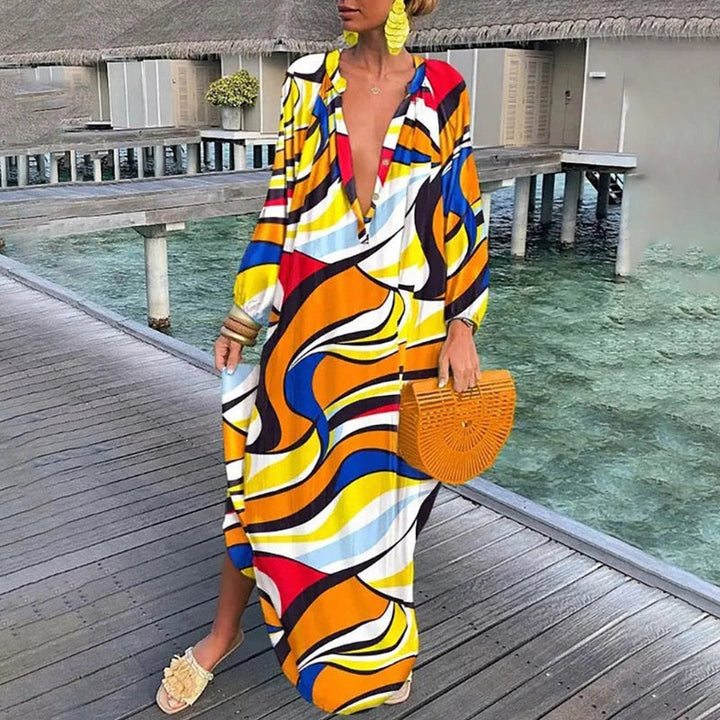 Women's Vibrant Abstract Maxi Kaftan Dress