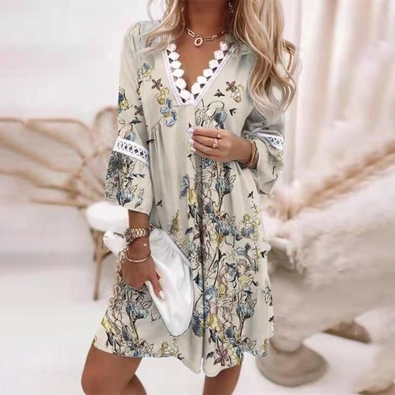 Women's Boho Printed Mini Dress
