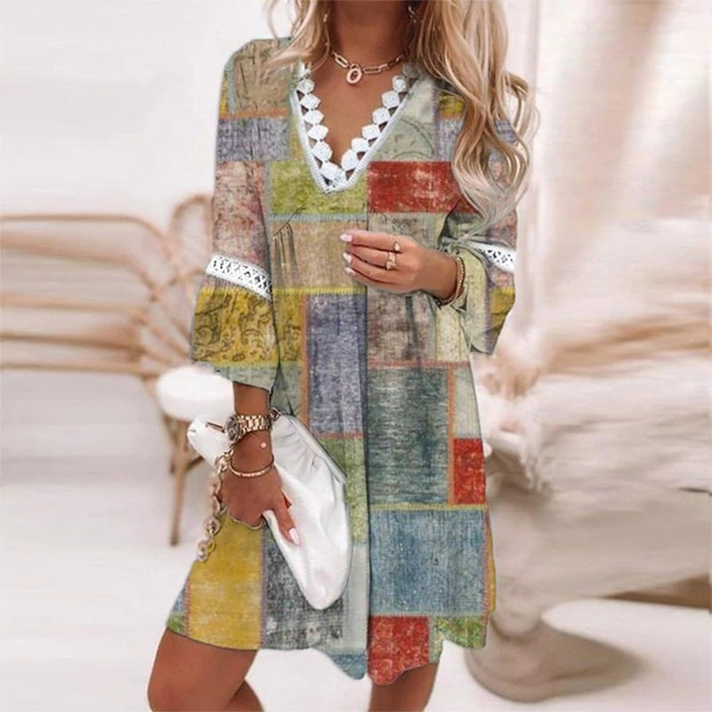 Women's Boho Printed Mini Dress