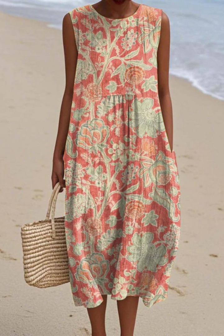 Women’s Vintage Floral Sleeveless Dress