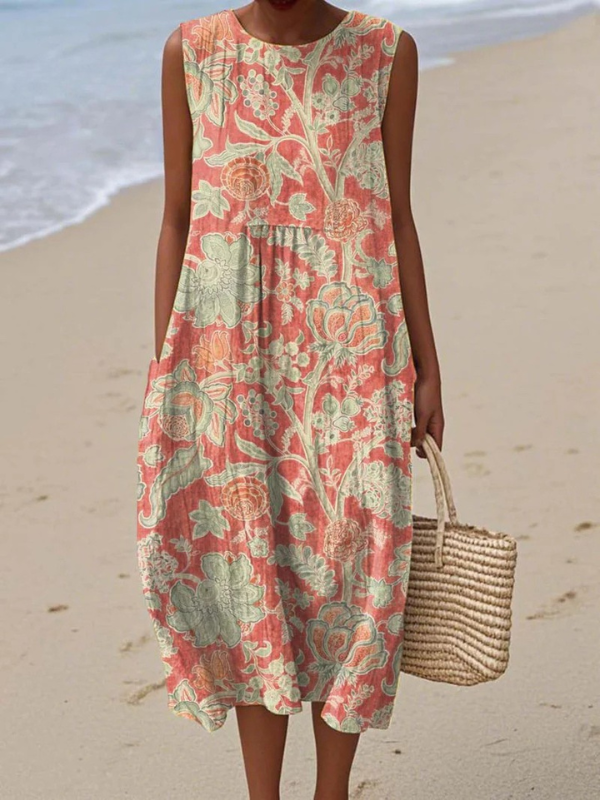 Women’s Vintage Floral Sleeveless Dress