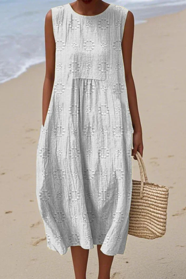 Women's Sleeveless Dress with Embroidery