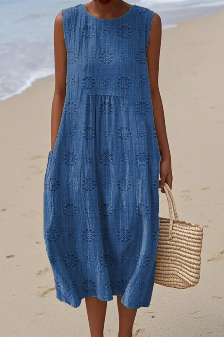 Women's Sleeveless Dress with Embroidery