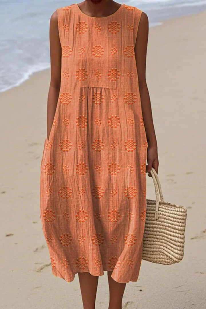 Women's Sleeveless Dress with Embroidery