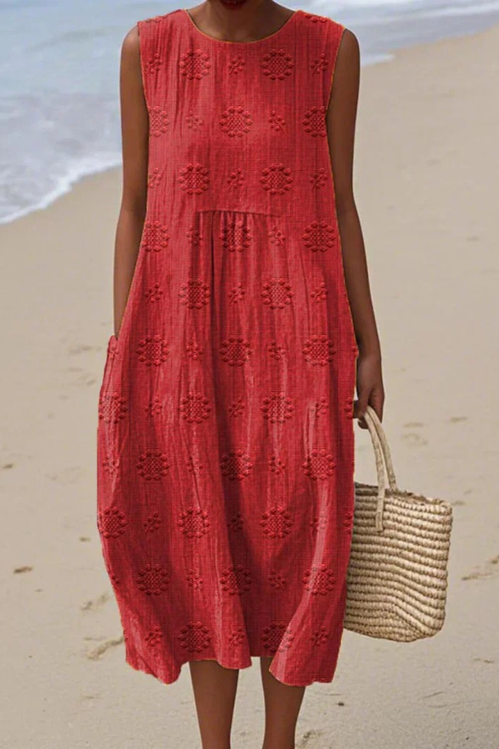 Women's Sleeveless Dress with Embroidery