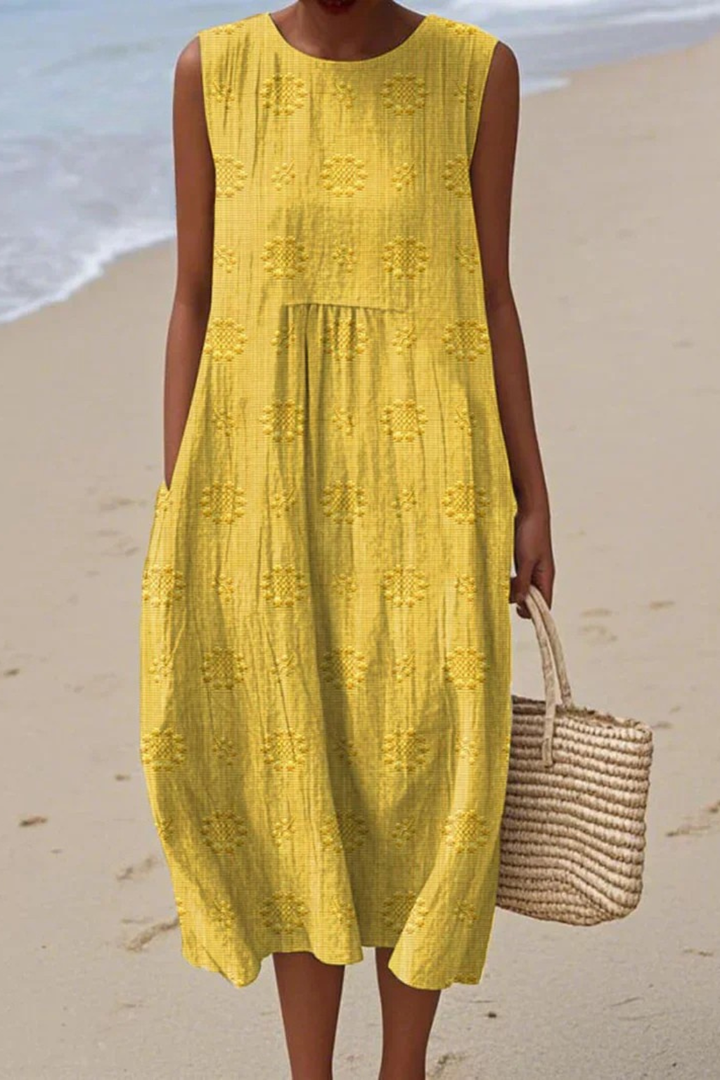 Women's Sleeveless Dress with Embroidery