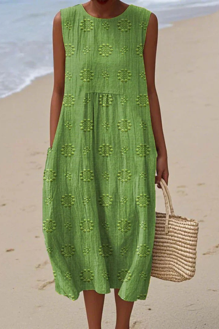 Women's Sleeveless Dress with Embroidery