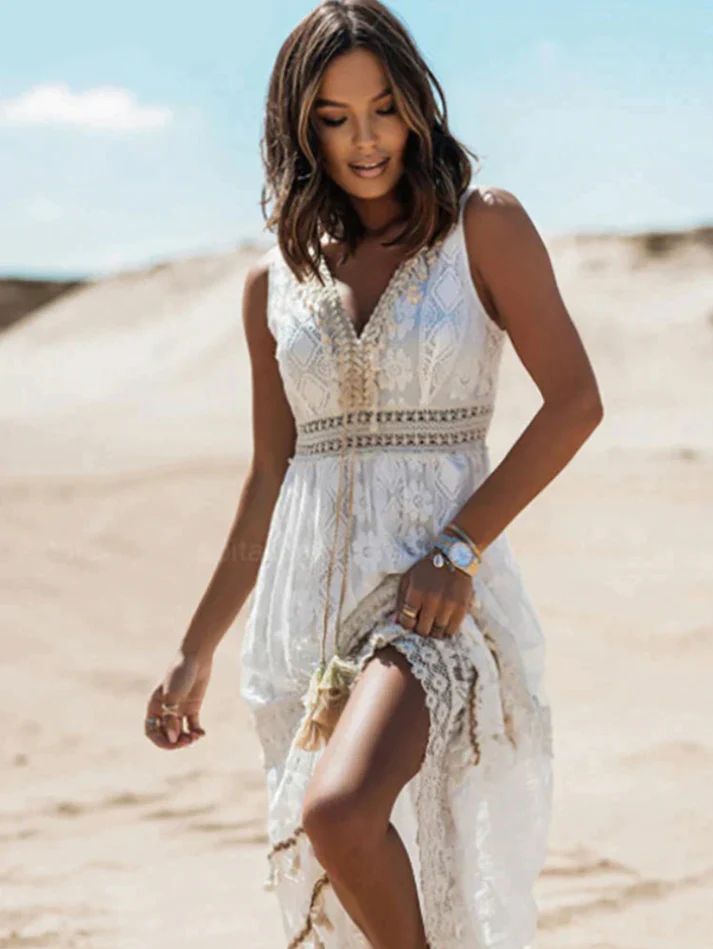 Women's Boho Flowy Printed Draped Dress