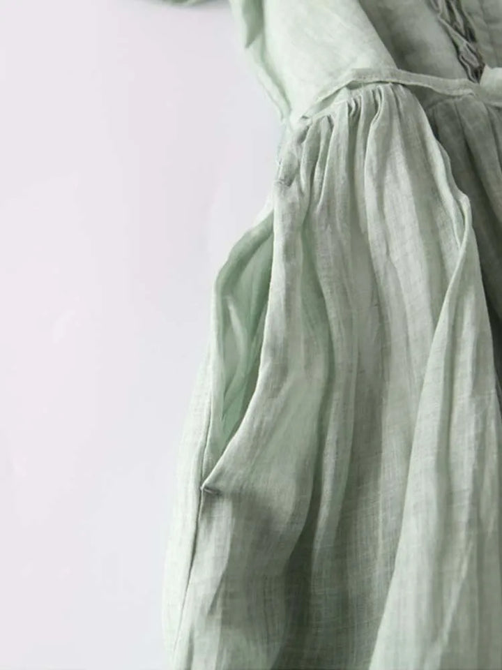 Women's Art Retro Round Neck Lace Up Waist Dress