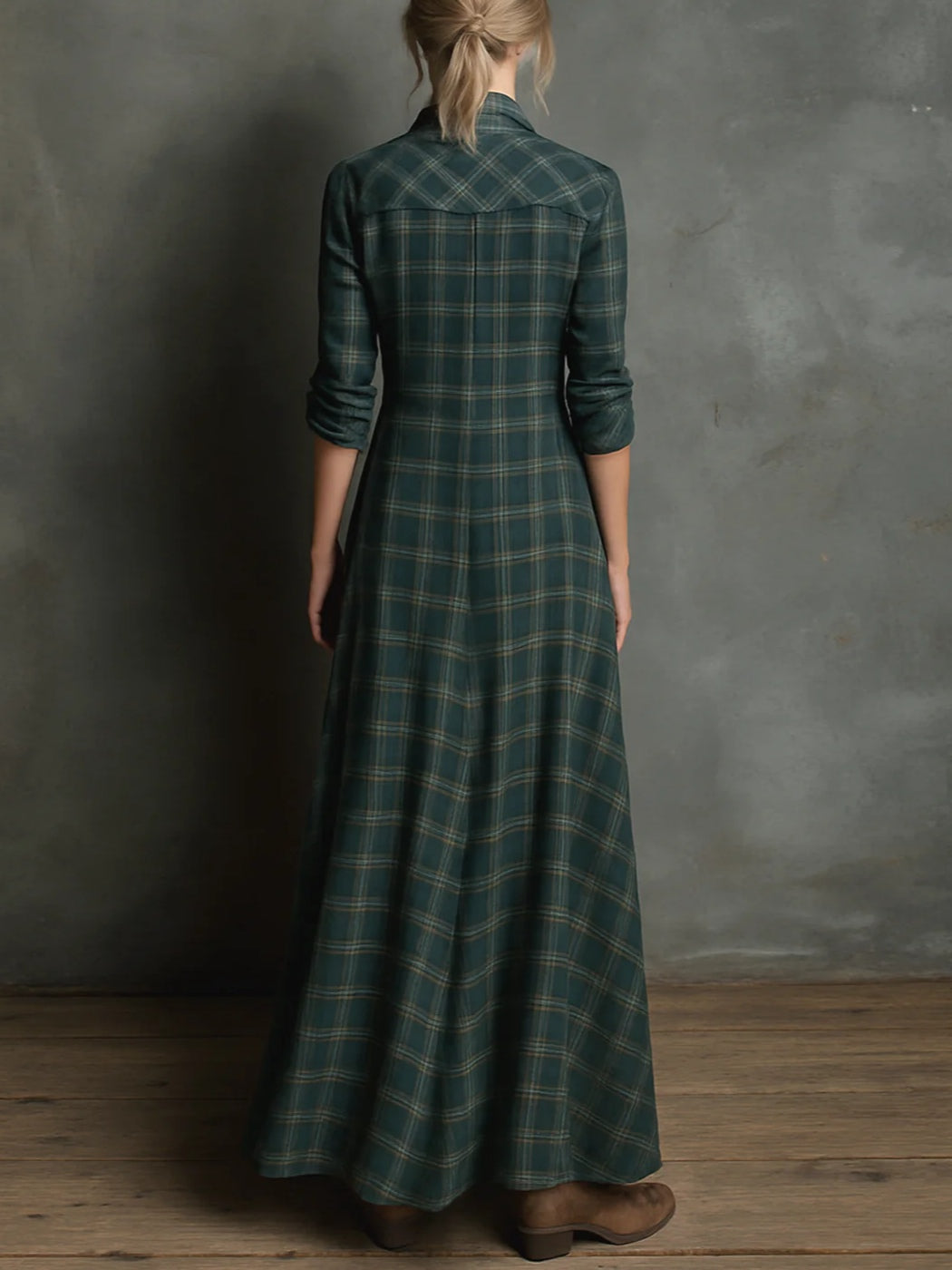 Women’s Plaid Maxi Shirt Dress